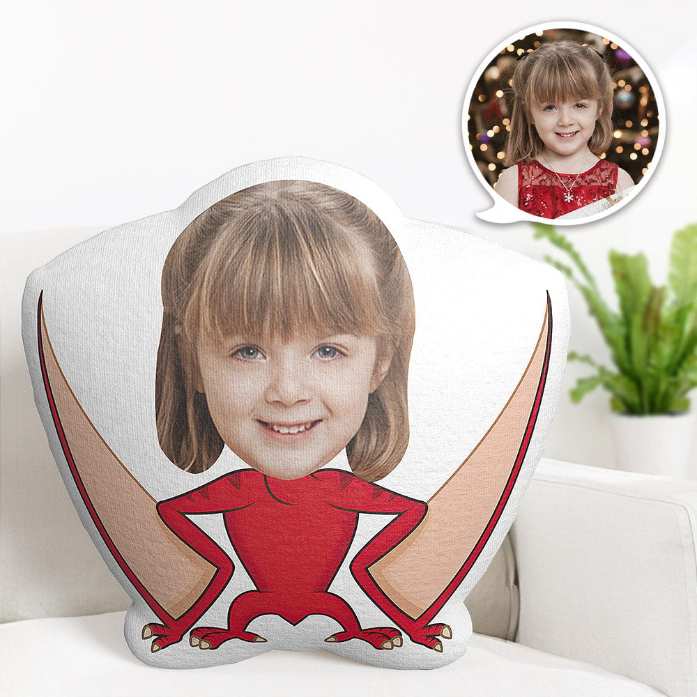 Custom Face Pillow Personalized Photo Pillow Red Pterosaur MiniMe Pillow Gifts for Kids - Giftlab