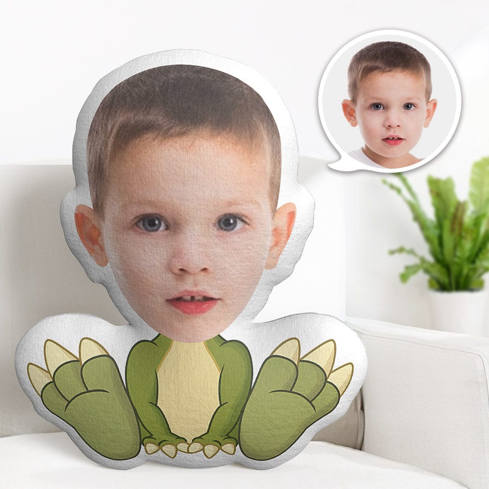 Custom Face Pillow Personalized Photo Pillow Sitting Green Dragon MiniMe Pillow Gifts for Kids - Giftlab