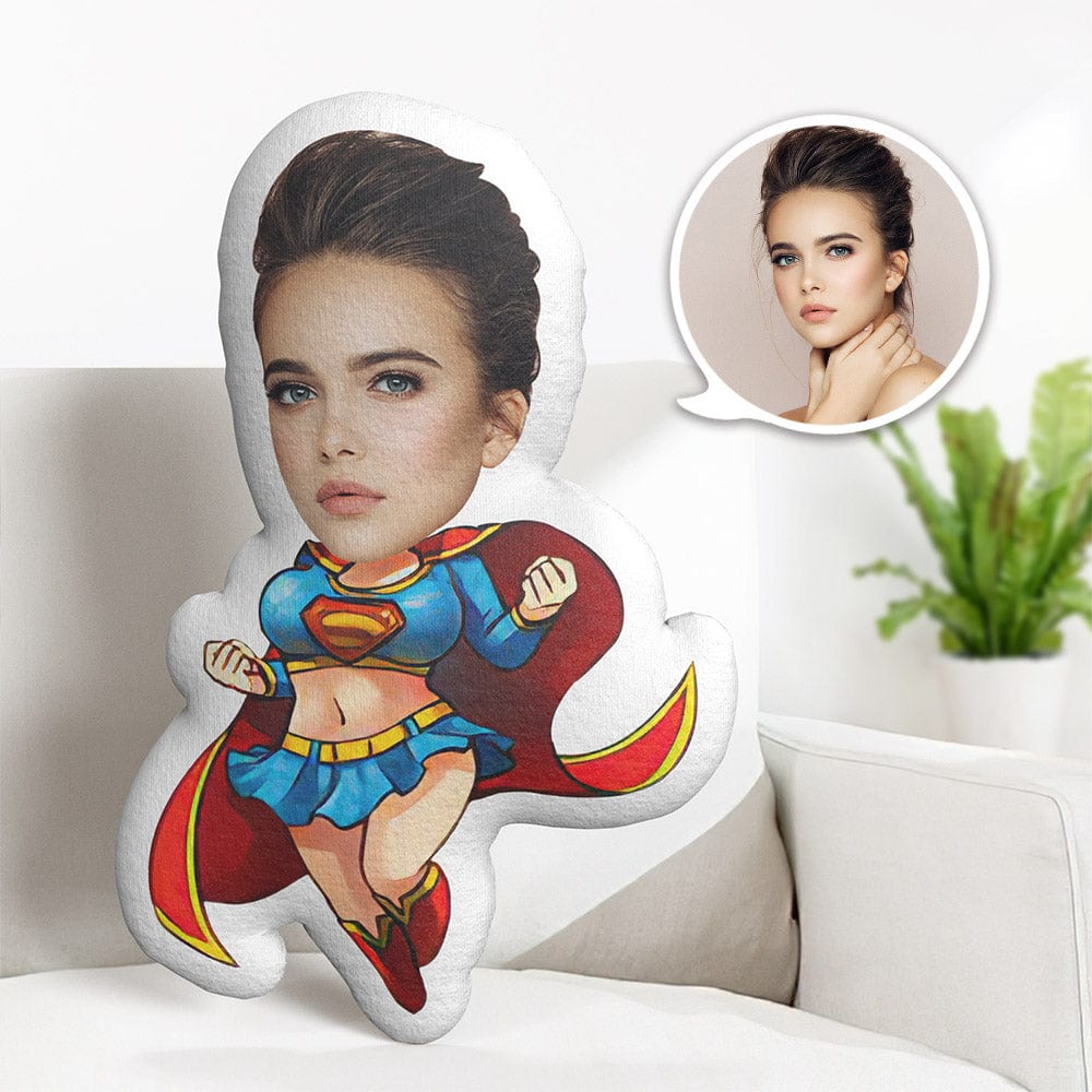 Custom Face Pillow Personalized Photo Pillow Superwoman MiniMe Pillow Gifts for Her - Giftlab