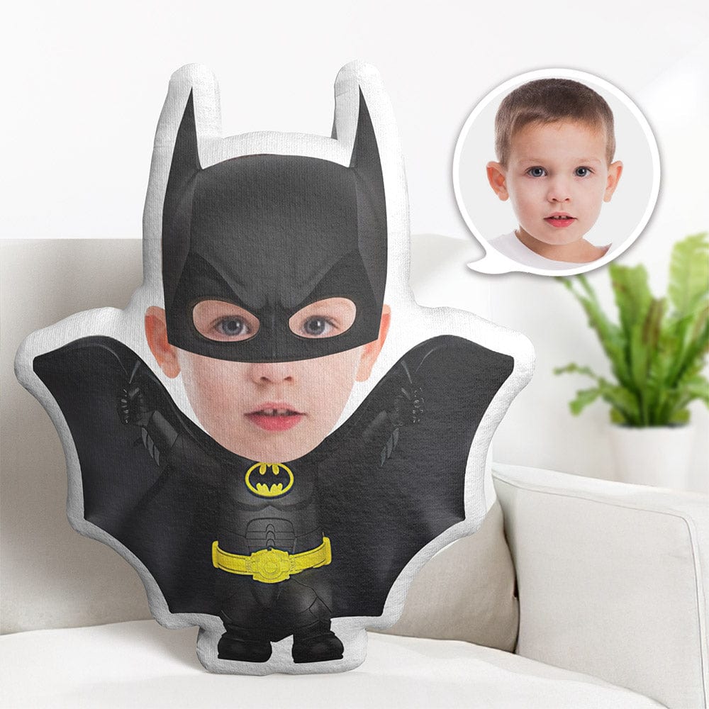Custom Face Pillow Personalized Photo Pillow Black Batman MiniMe Pillow Gifts for Kids - Giftlab