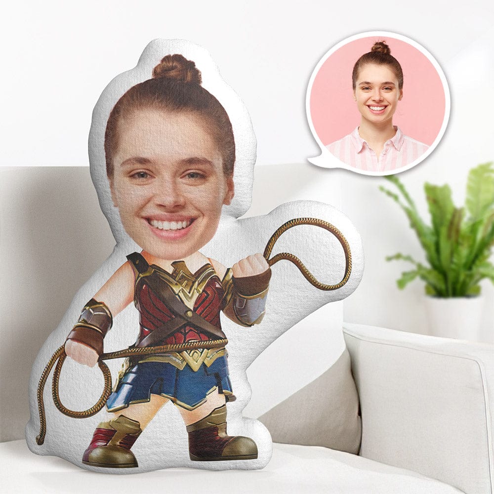 Custom Face Pillow Personalized Photo Pillow Wonder Woman MiniMe Pillow Gifts for Her - Giftlab