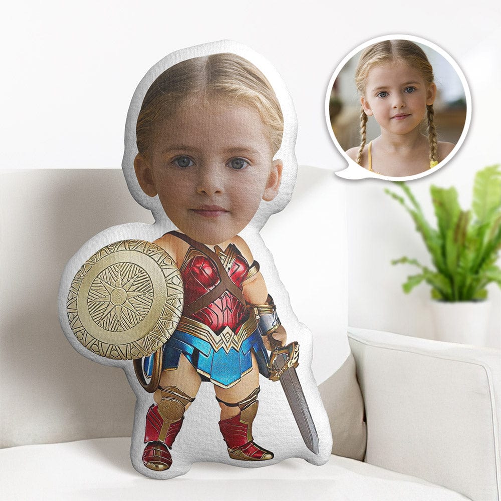 Custom Face Pillow Personalized Photo Pillow Weapon Wonder Woman MiniMe Pillow Gifts for Kids - Giftlab