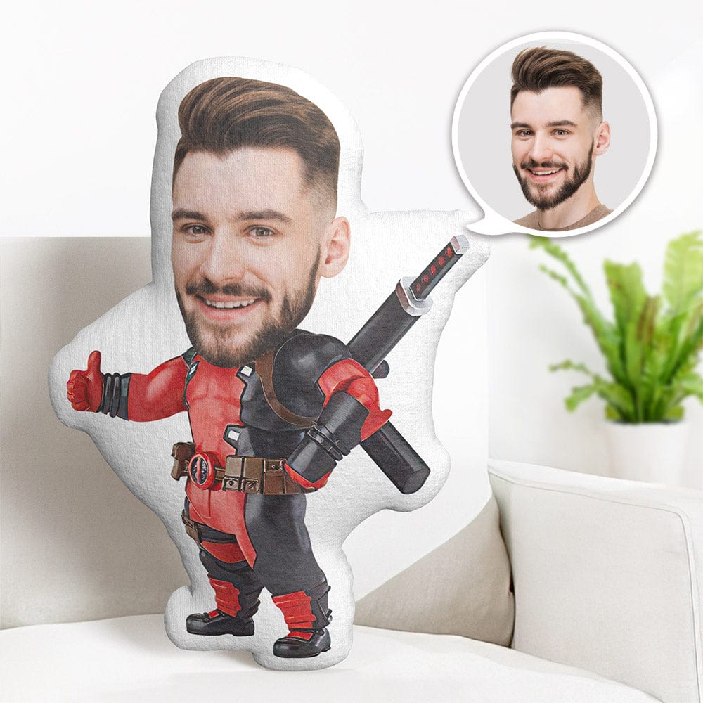 Custom Face Pillow Personalized Photo Pillow Deadpool MiniMe Pillow Gifts for Him - Giftlab