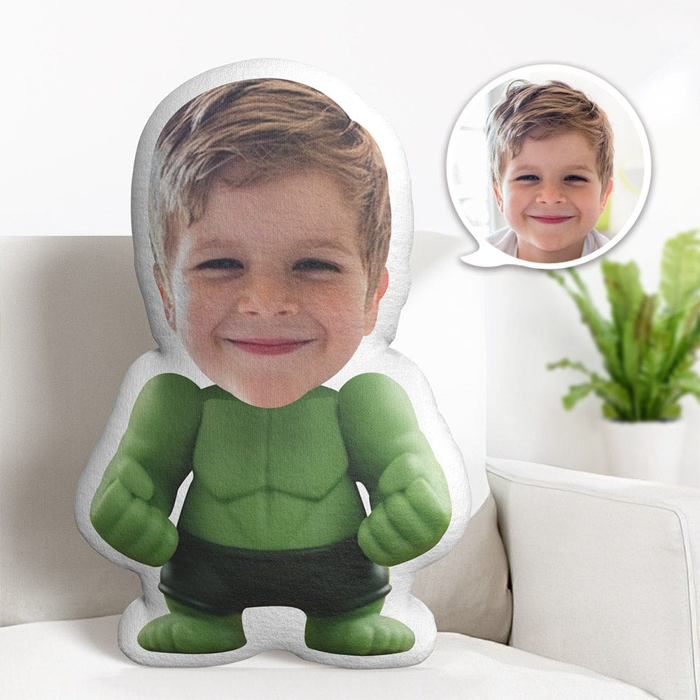 Custom Face Pillow Personalized Photo Pillow Black Boxer Hulk MiniMe Pillow Gifts for Kids - Giftlab