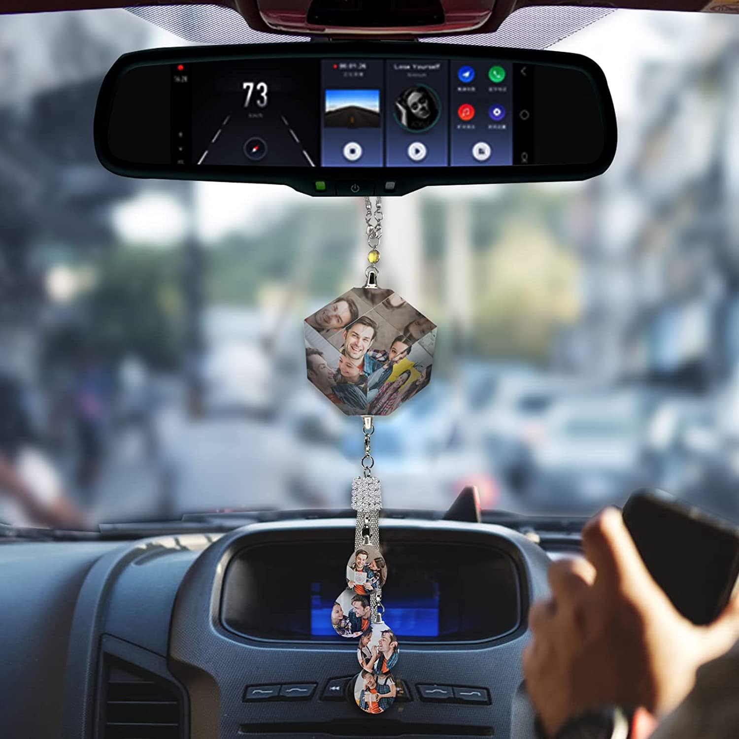 Custom Car Pendant Photo Car Hanging Ornaments Car Accessories Gifts for Dad Drivers - Giftlab