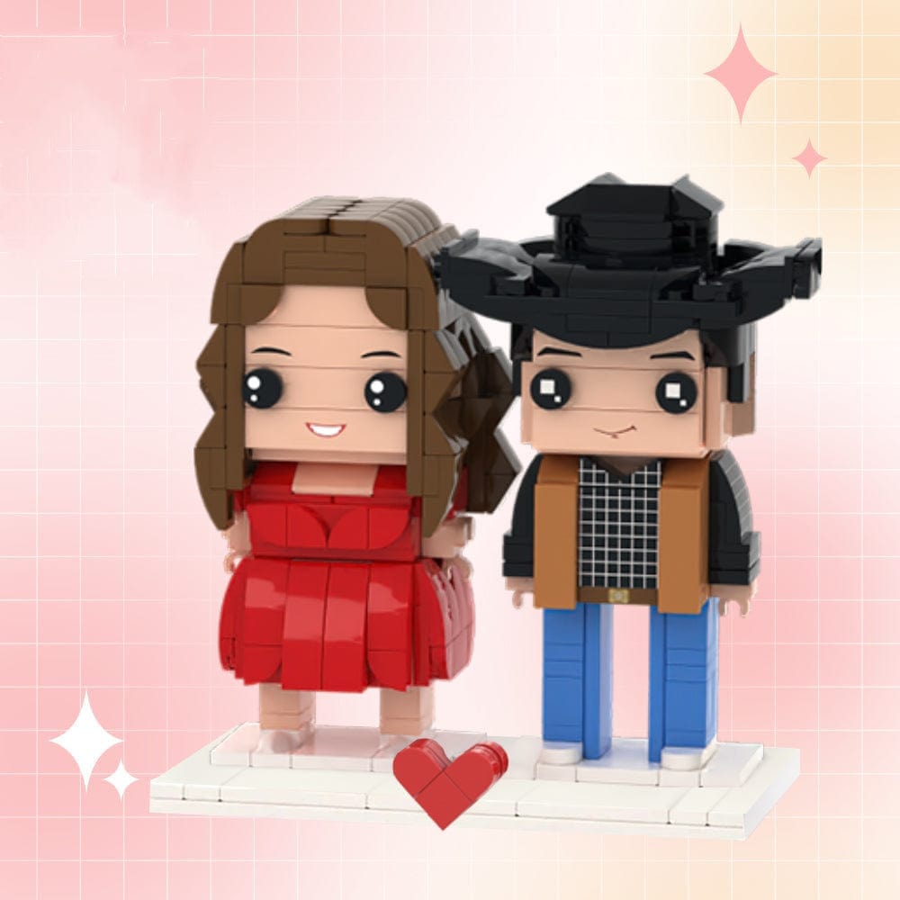 Customizable Fully Body 2 People Custom Brick Figures Denim Suit Brick Me Figures - Giftlab