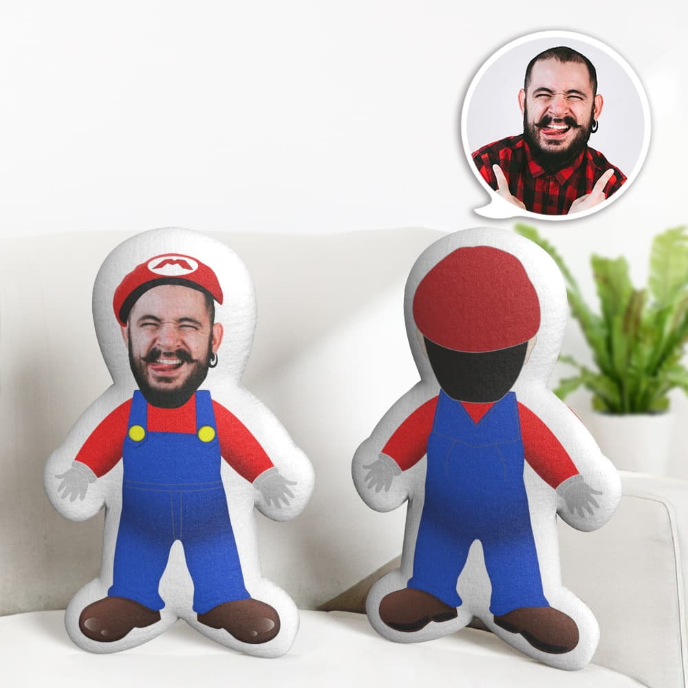 Custom Face Mario Pillow Mini Me Doll Human Gift Personalized Face Doll Gift - Giftlab
