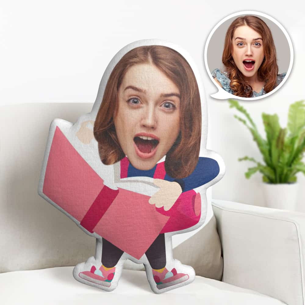 Custom Face Pillow, Book Girl Face Doll, the Best Gift for Lover Valentine's Day Gift - Giftlab