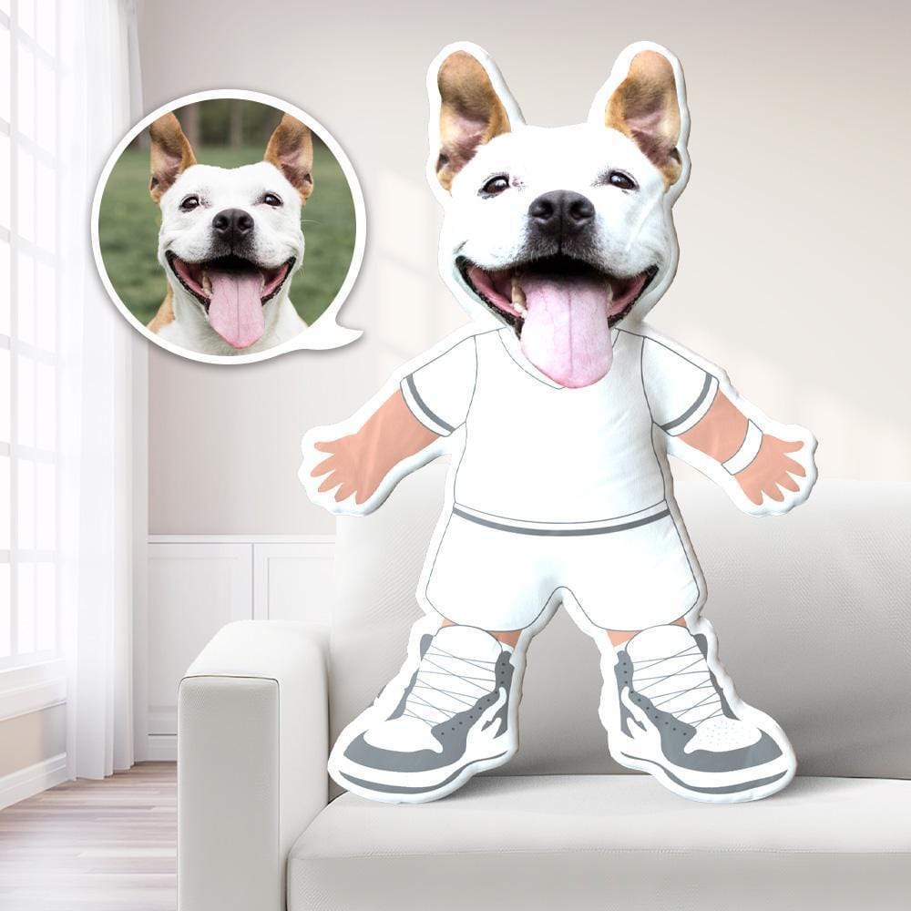 White Shirt Photo Pillow Dog Face Pillow Personalized Pet Pillow Costume MiniMe Doll - Giftlab