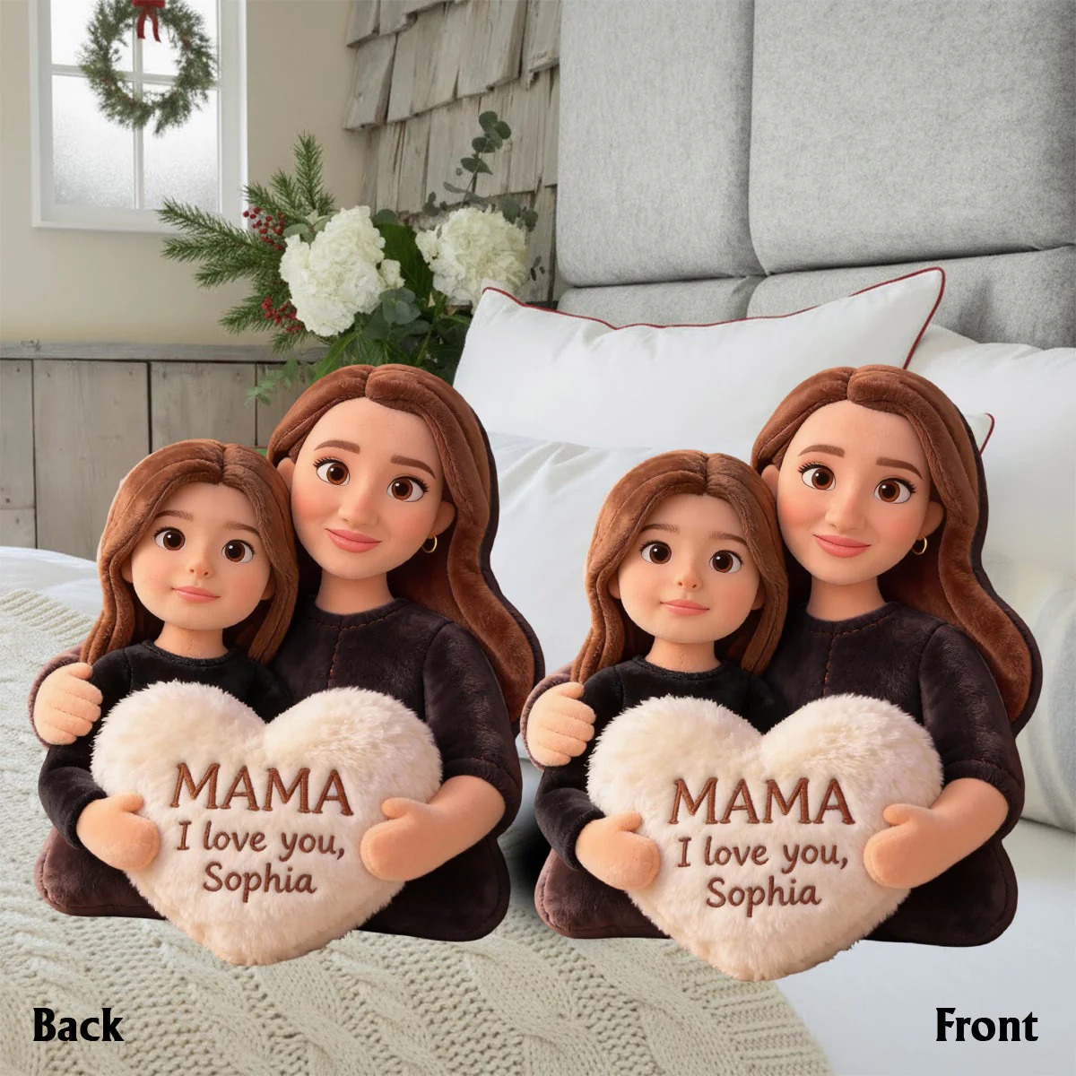 I Love You - Personalized Mother Faux Fur Shaped Pillow