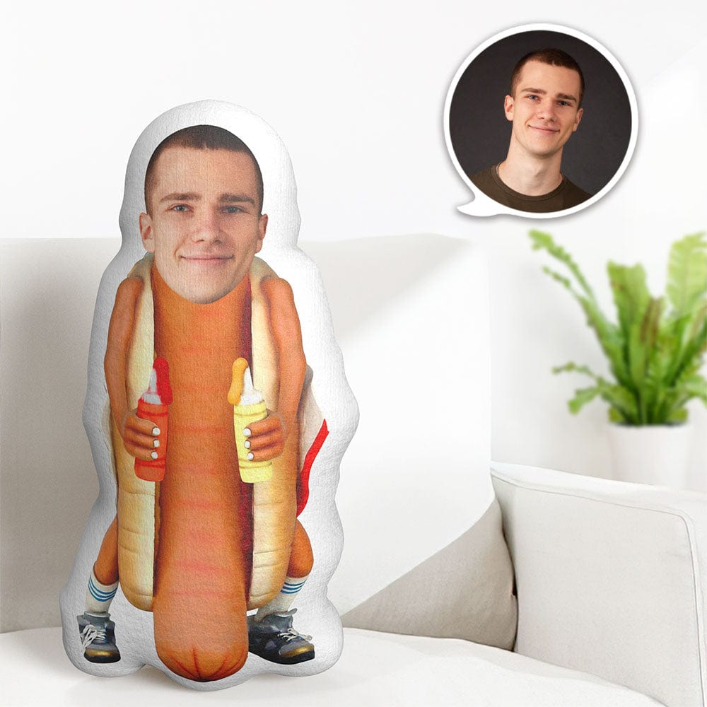 Custom Face Pillow Minime Dolls Hot Dog Man Personalized Photo Gifts - Giftlab