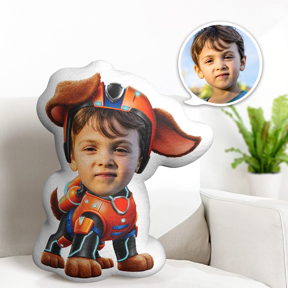 Custom Face Pillow Minime Orange Suit Dog Doll Personalized Photo Gifts for Kids - Giftlab