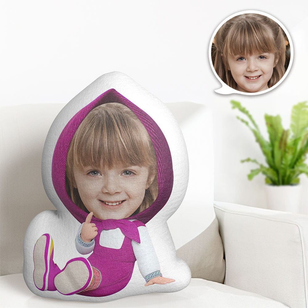 Custom Face Pillow Minime Sitting Masha Doll Personalized Photo Gifts for Kids - Giftlab