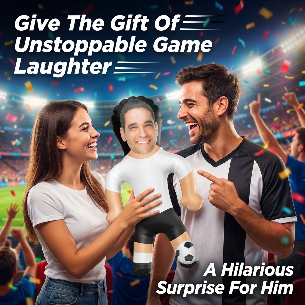 Custom Head Portrait White Football Kit Blow Up Doll Balloon Gifts for Soccer Fans