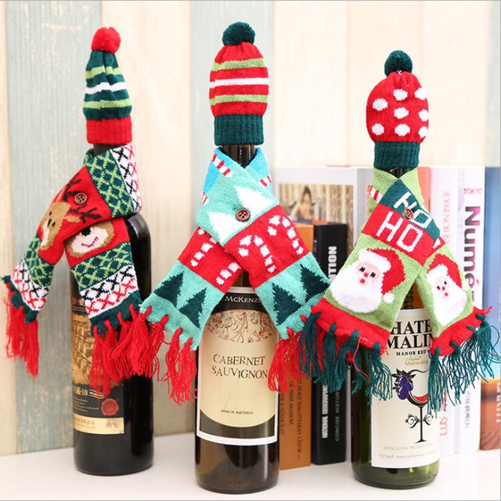 Christmas Ugly Sweater Wine Bottle Covers With Scarf Gift for Him - Giftlab