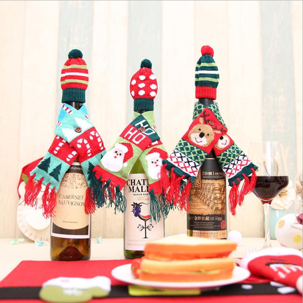 Christmas Ugly Sweater Wine Bottle Covers With Scarf Gift for Him - Giftlab