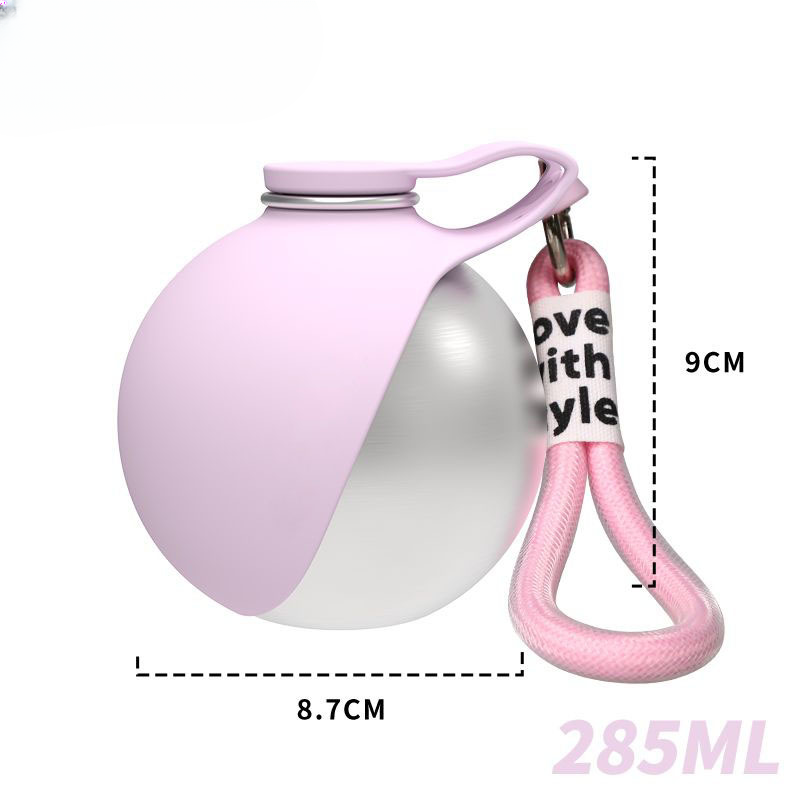 Portable Dog Water Bottle for Travel – 304 Stainless Steel, Spherical Reflow Foldable Cup, Hook Included – Leakproof Outdoor Pet Drinking Dispenser for Walks & Hiking