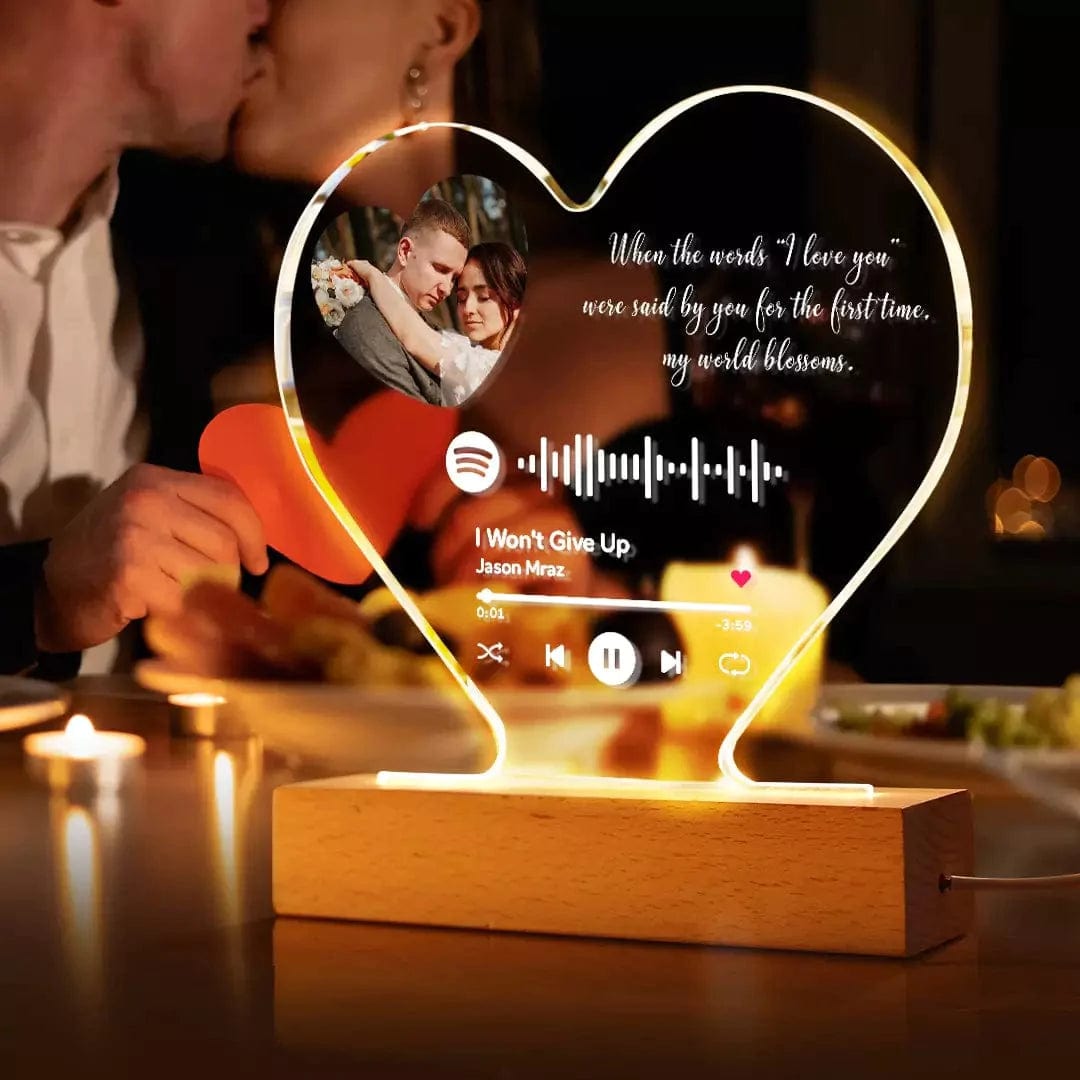 Song Plaque Long Distance Valentine's Day Gifts Custom Heart-Shaped Spotify Night Light - Giftlab
