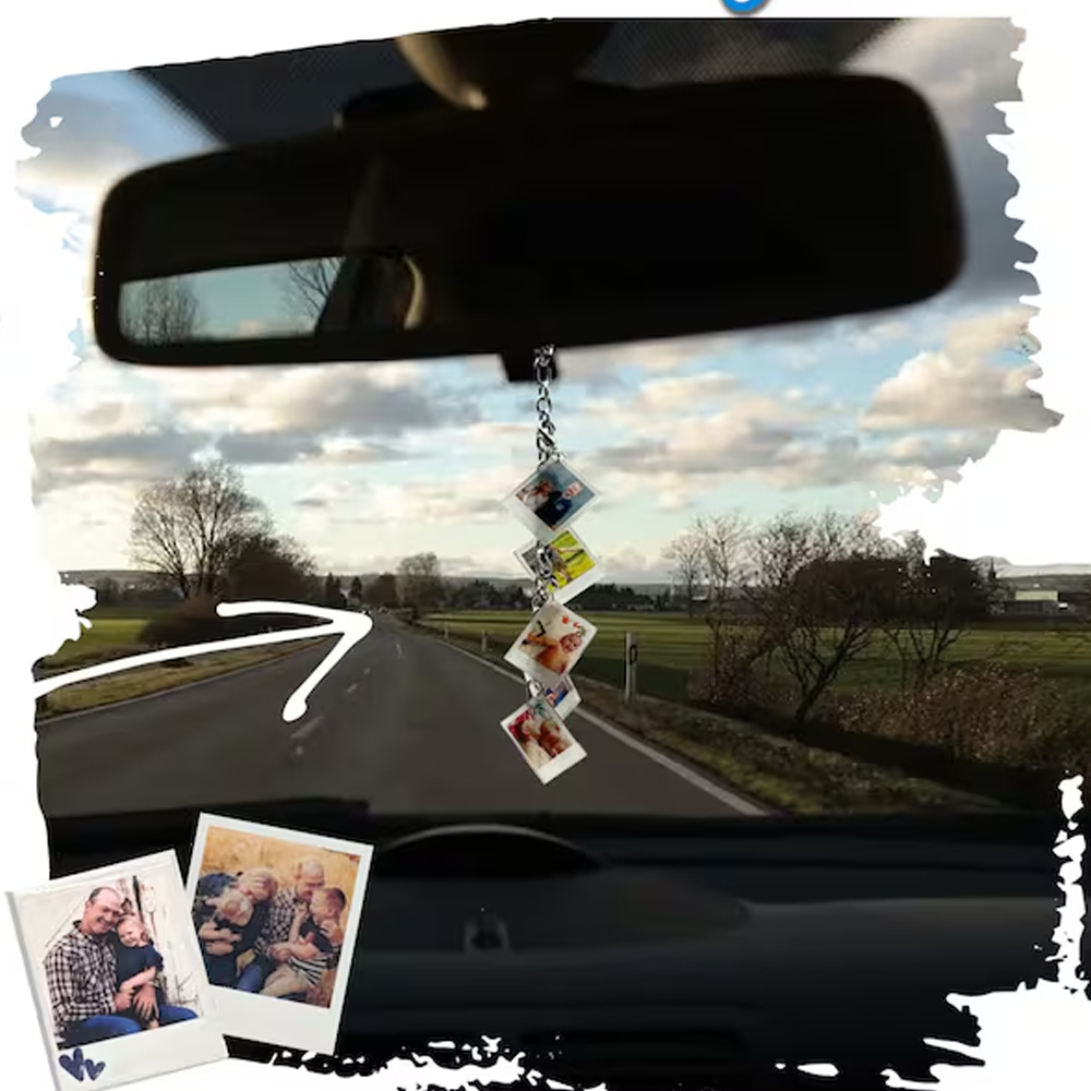 Car Rearview Mirror Chain Micro Memory Customizable Vintage Mini Photos Charms Accessories Gifts Bridesmaid Gifts - GiftlabUS