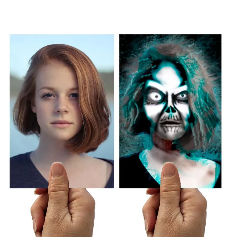 Halloween Gifts Haunted Ghost Custom Photo Flip Lenticular Picture Card Home Decor