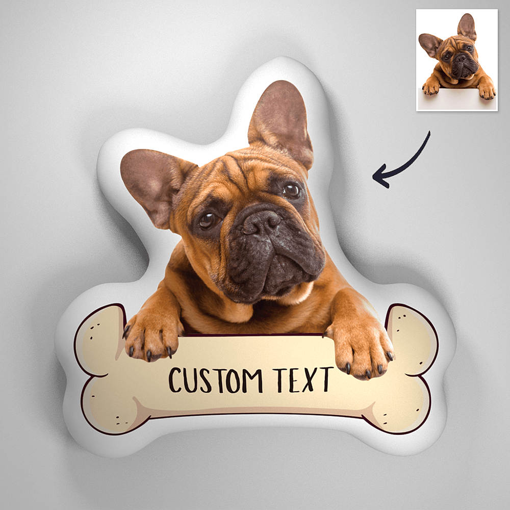 Puppy Loves Bones Custom Photo 3D Portrait Pillow - Giftlab