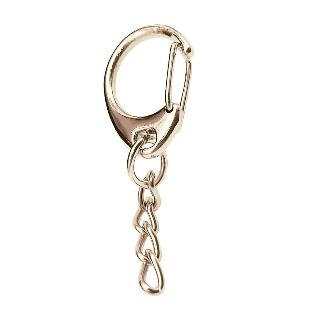 Small C-Shaped Buckle Key Ring Spring Snap Key Ring with Chain and Jump Ring Gold - Giftlab