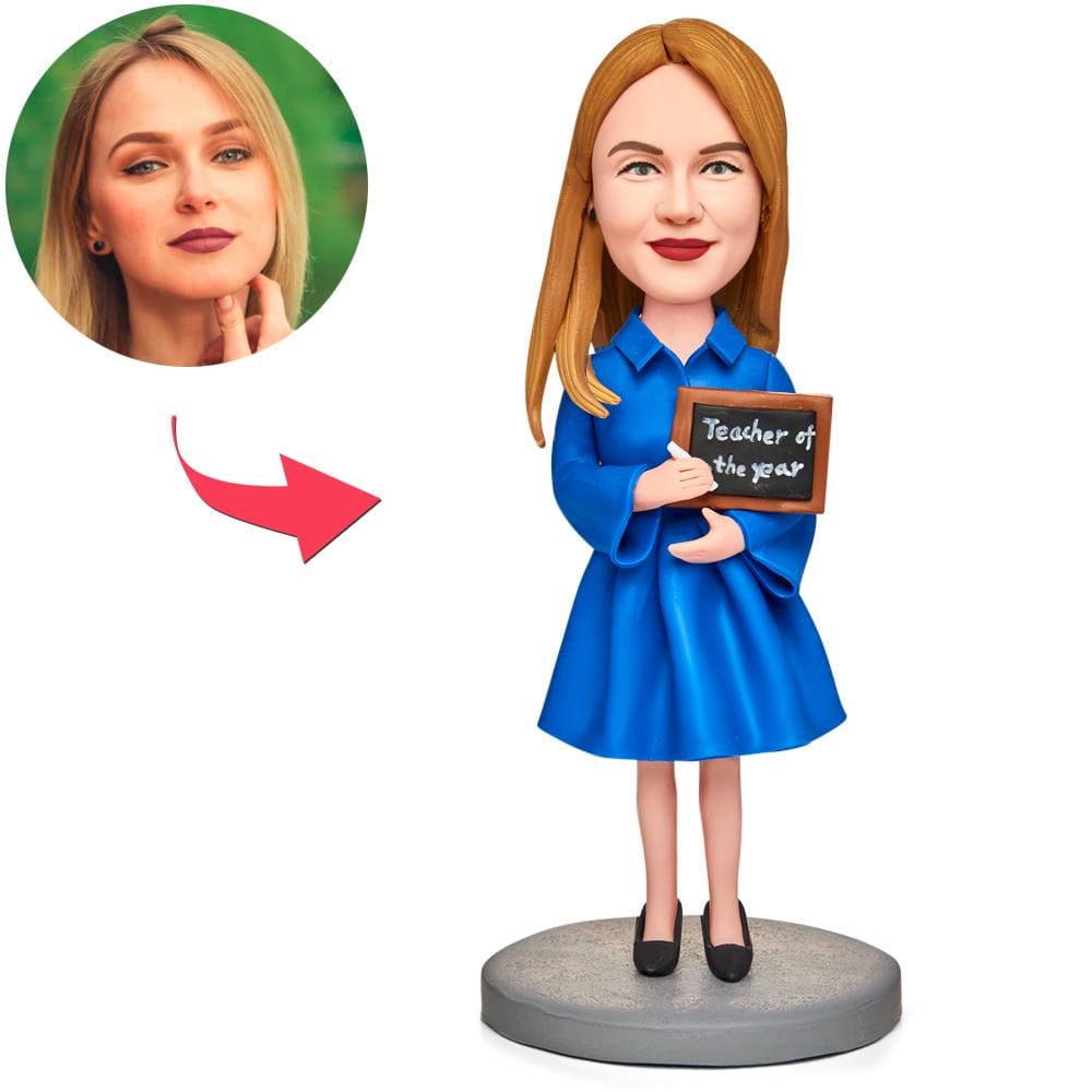 Teacher Of The Year Custom Bobbleheads With Engraved Text Gifts for Mom - Giftlab