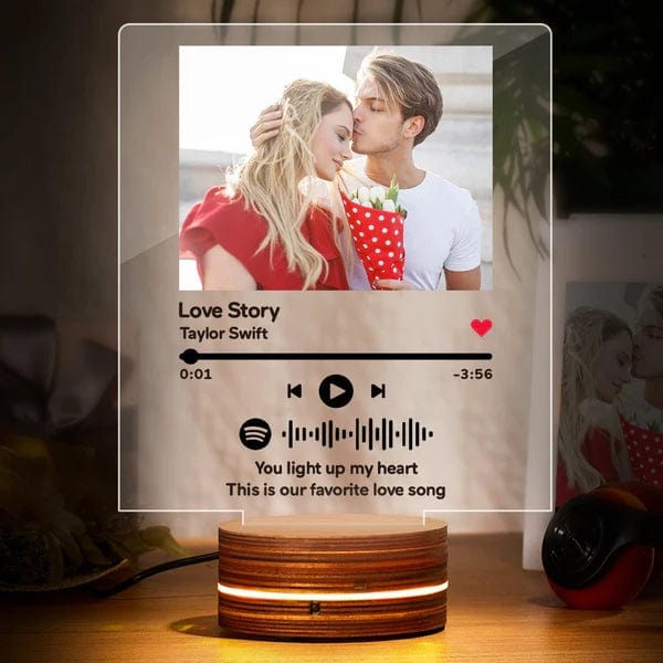 Personalized Spotify Code Plaque Night Lamp With Stand Gift For Girlfriend - Giftlab
