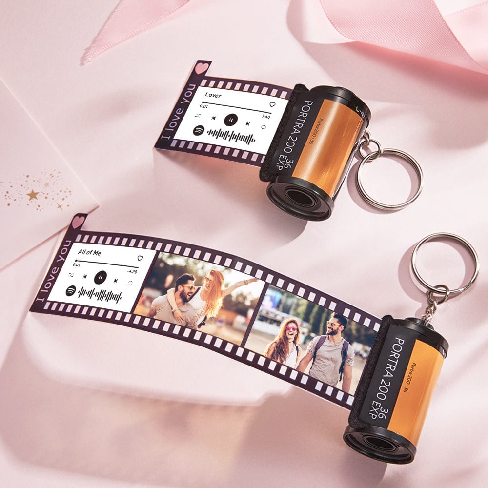 Personalized Spotify Code Camera Roll Keychain with Text Gift for Couple - Giftlab