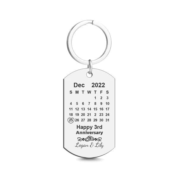 Custom Calendar Engraved Tag Key Chain Anniversary Valentines Gift For Lovers - Giftlab