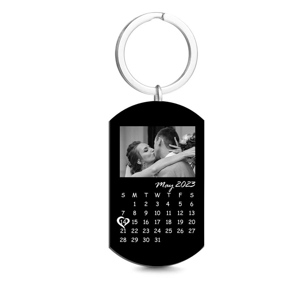 Weeding Gifts Custom Black Filter Photo Calendar Keychain Unique Design Gift For Loved Ones On Anniversary - Giftlab