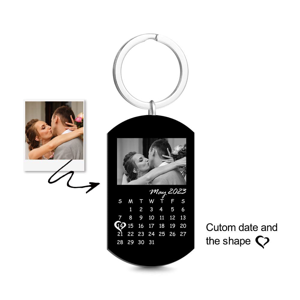 Weeding Gifts Custom Black Filter Photo Calendar Keychain Unique Design Gift For Loved Ones On Anniversary - Giftlab