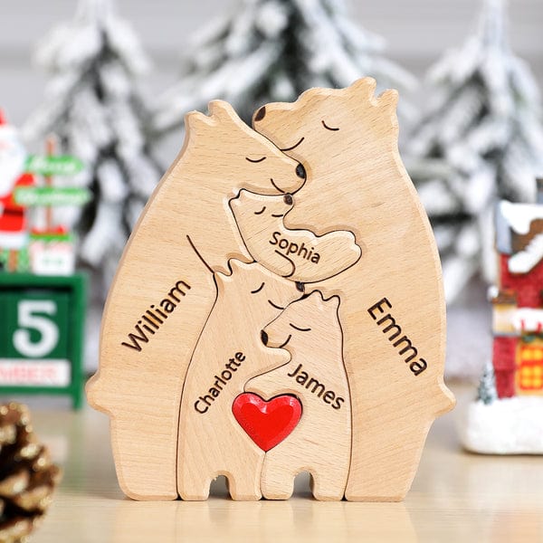 Custom Names Puzzle Wooden Bears Plaque Family Gifts Home Decor Gifts - Giftlab