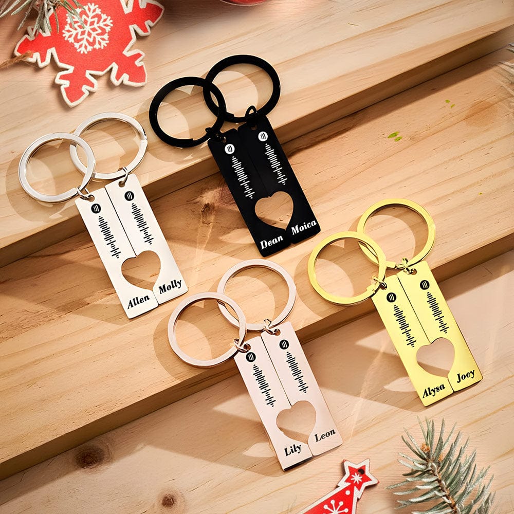 Scannable Keychain Custom Music Code Personalized Name Keyring 2pcs a Set For Christmas Day Gift - Giftlab