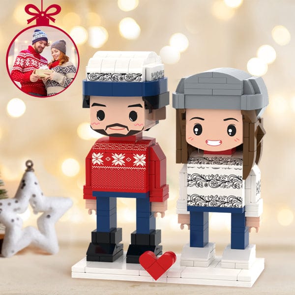 Custom Couple Christmas Gifts Customizable Fully Body Couple Brick Figures Persanalized Cute Face Brick Figures - Giftlab