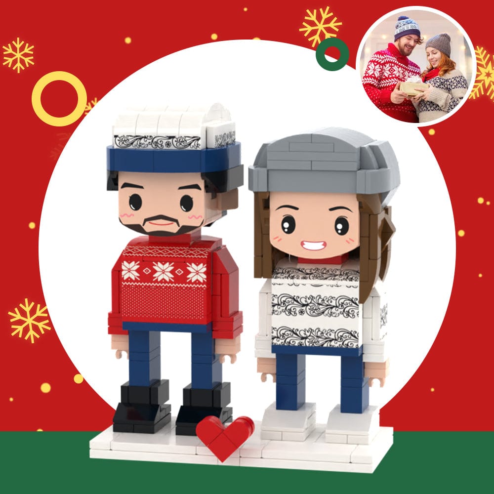 Custom Couple Christmas Gifts Customizable Fully Body Couple Brick Figures Persanalized Cute Face Brick Figures - Giftlab