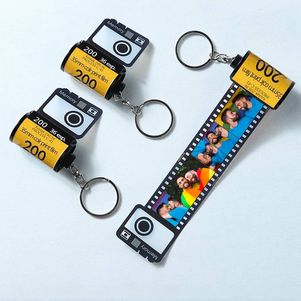 Custom Colorful Camera Roll Keychain Romantic Personalized LGBT Gay Wedding Day Gifts - Giftlab