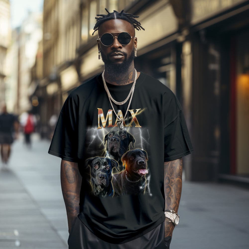 Custom Vintage T-shirt Pet Photo Tee Personalized Pet Name T-shirt - Giftlab