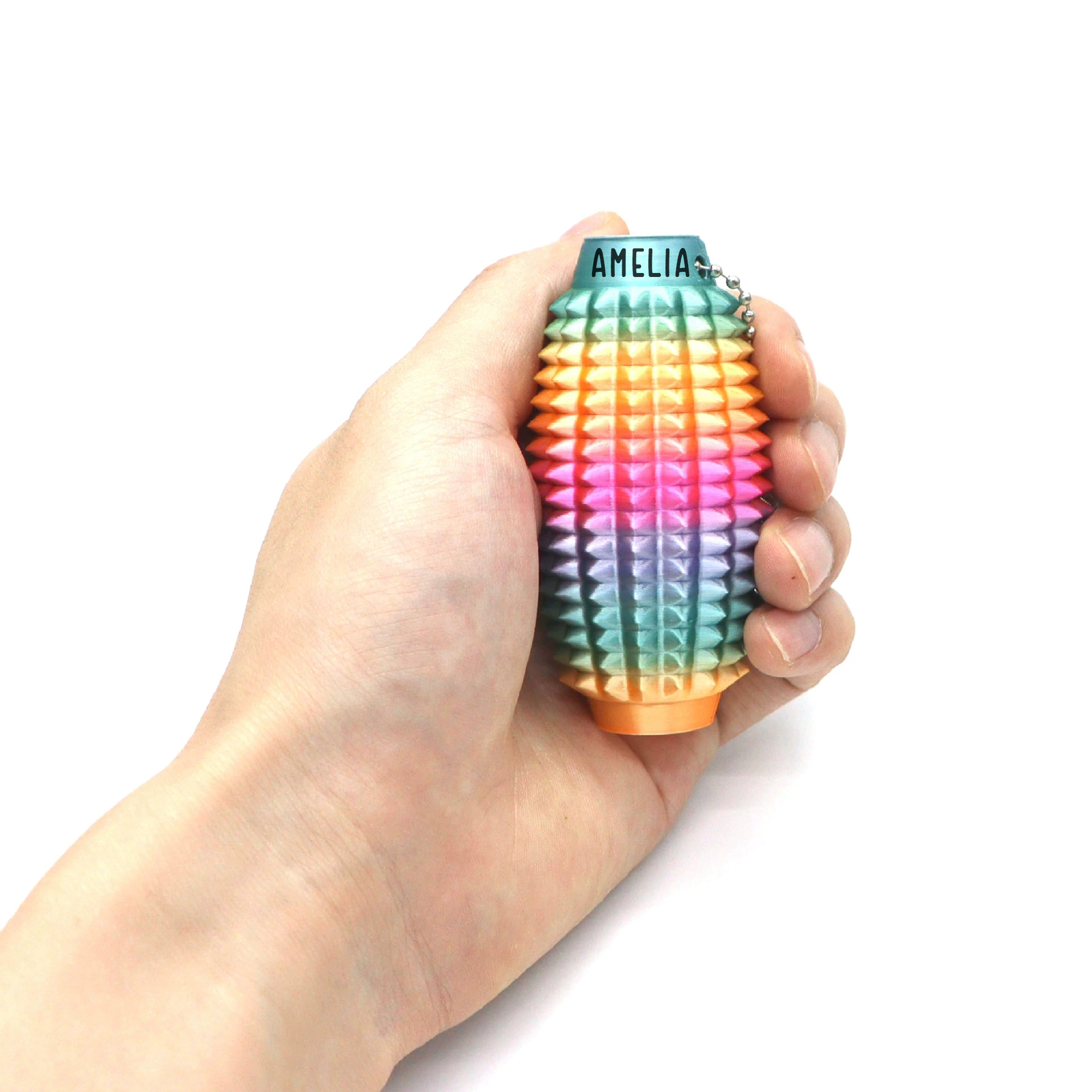 Custom Name 3D Printed Spiky Grippie Stim Keychain Mini Fidget Toy Venting Key Pendant for Anxiety Relief Positive - GiftlabUK