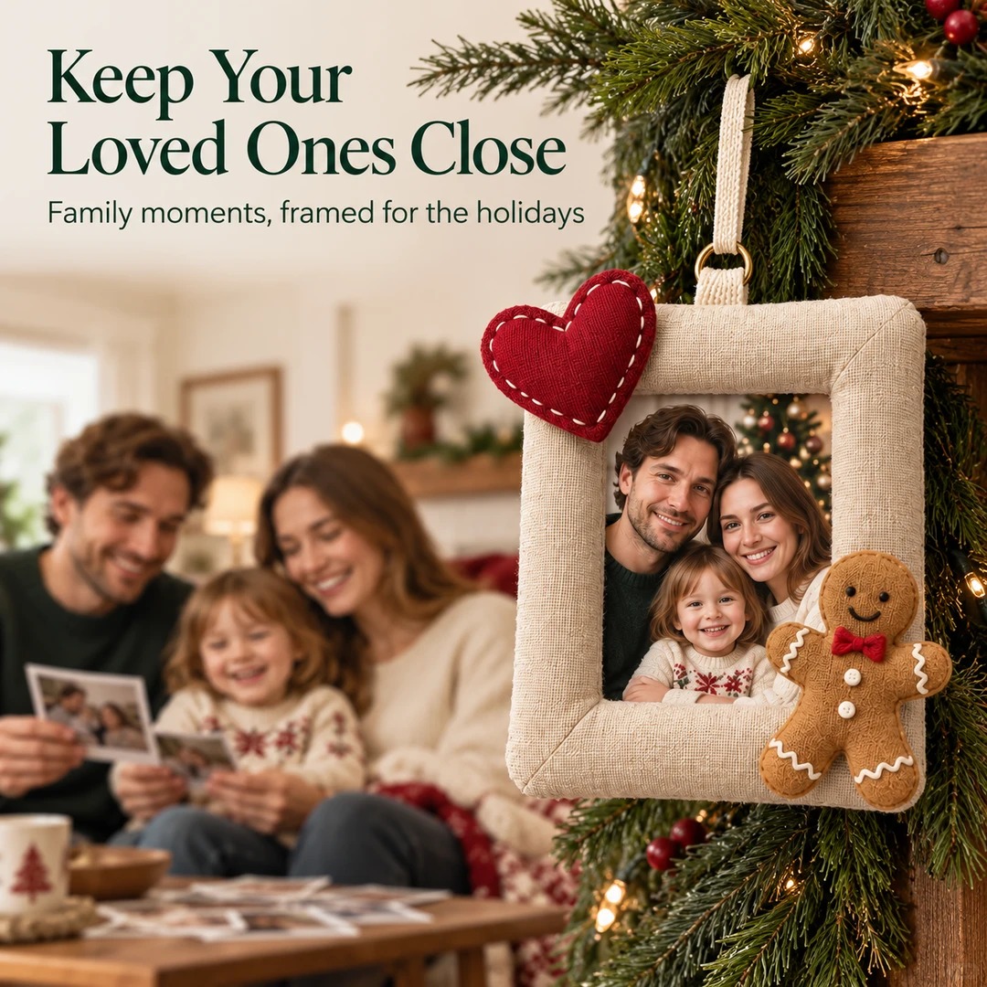 Personalized Fabric Photo Ornament for Christmas Tree - Festive Family & Pet Memory Decor