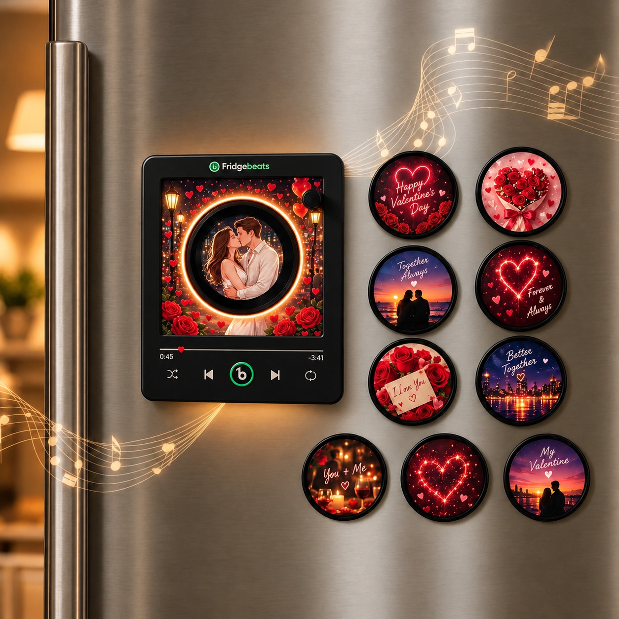 Custom Christmas Fridge Magnet Speaker  Romantic LED Photo Frame for Couples, Gift for Her/Him V6.0