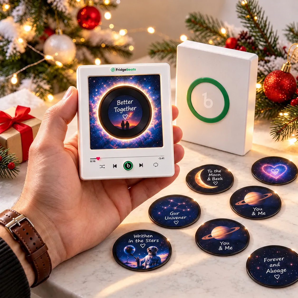 Personalized Starry Sky Vinyl Record Fridge Magnet Custom Photo Galaxy Music Magnet Cosmic Night Sky Refrigerator Decor V6.0