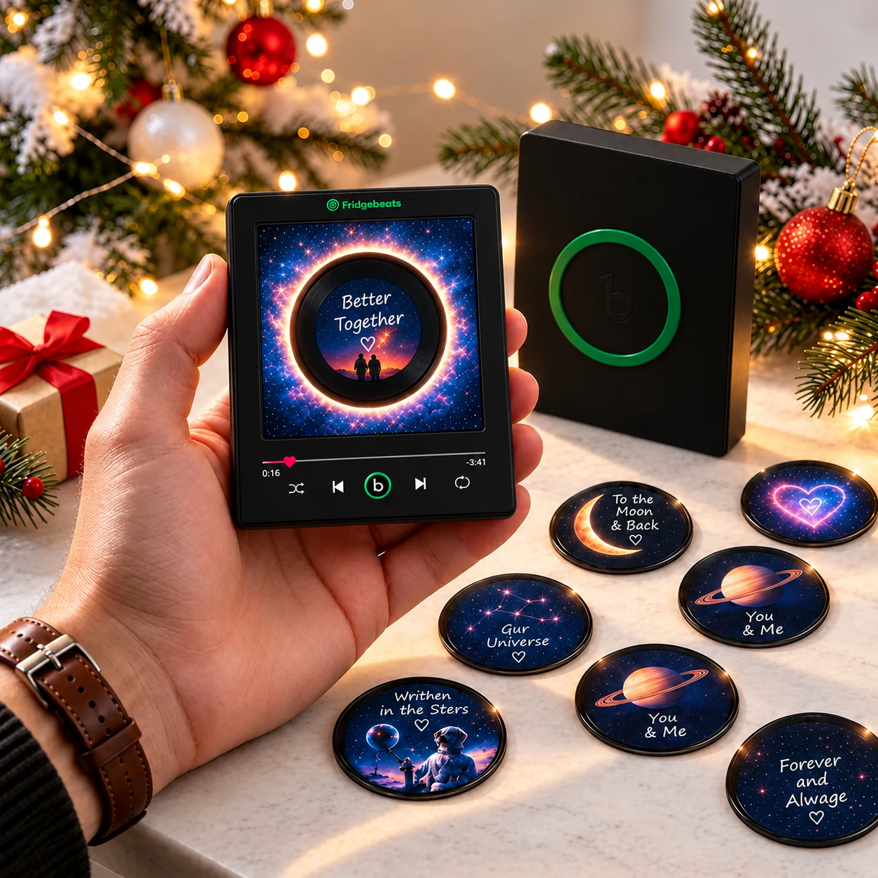 Personalized Starry Sky Vinyl Record Fridge Magnet Custom Photo Galaxy Music Magnet Cosmic Night Sky Refrigerator Decor V6.0