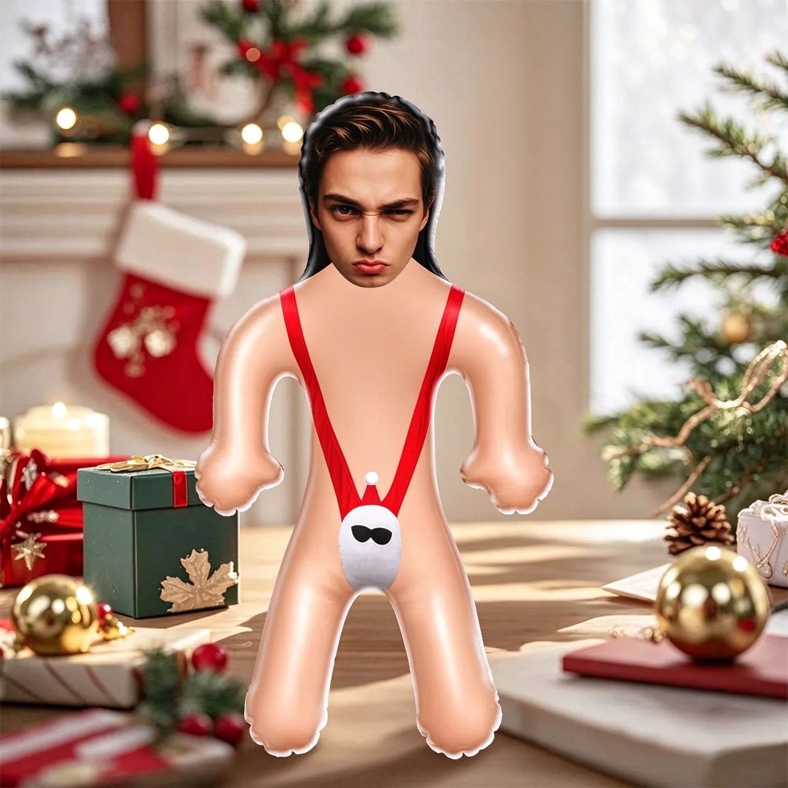 Personalized Sexy Santa Mankini Blow Up Doll Custom Face Air Minime Doll Funny Inflatable Doll Christmas Gift