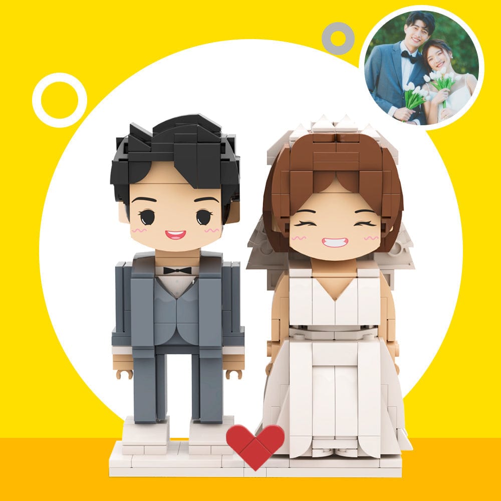 Creative Building Block Anniversary Gifts Customizable Fully Body 2 People Persanalized Cute Face Brick Figures - Giftlab