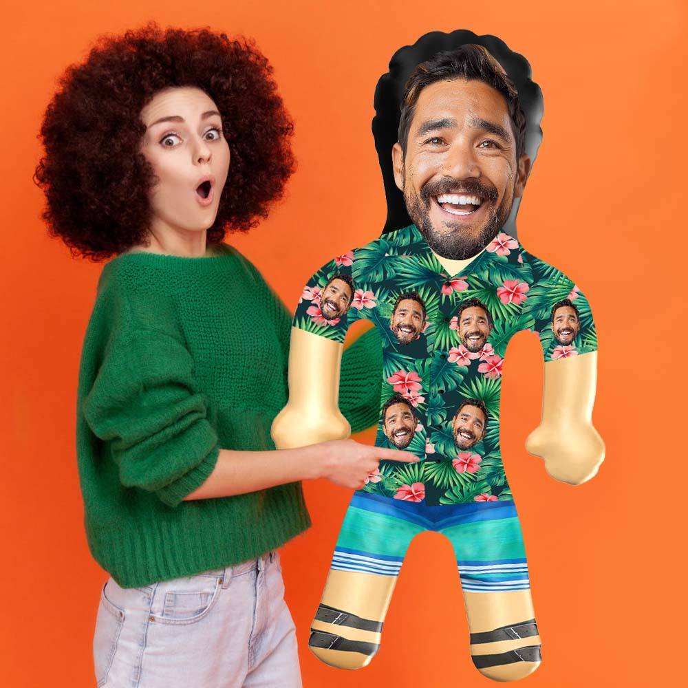 Personalized Blow Up Dolls Hawaiian Shirt Red Flowers Funny Inflatable Man Printed Face for Party Favors - Giftlab