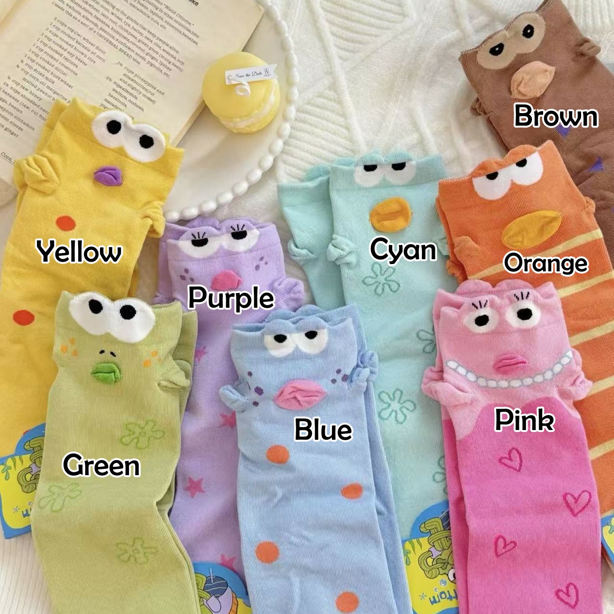 Funny Cartoon Ugly Fish Mid-calf Socks Novelty Cute Bikini Bottom Character Crew Socks
