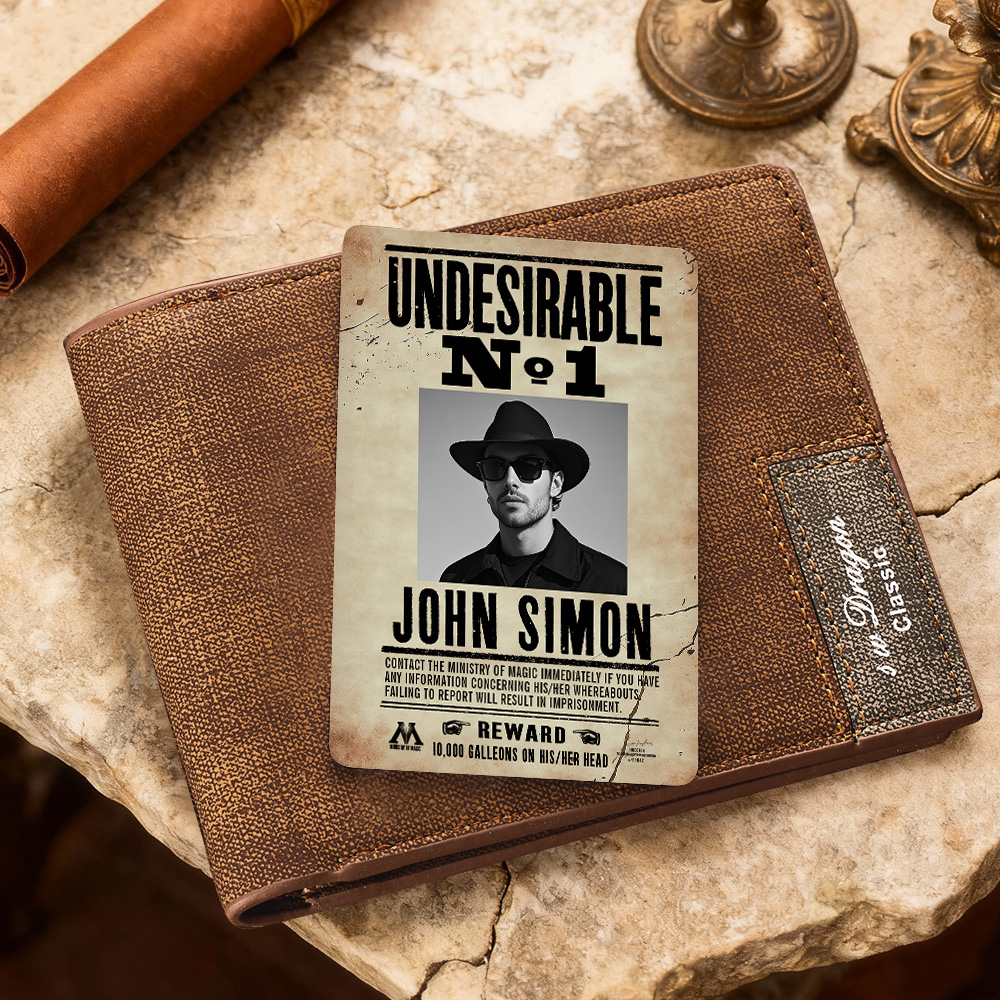 Personalized Undesirable No.1 Wallet Insert Card Custom Photo & Name Ministry of Magic Wanted Poster Gift