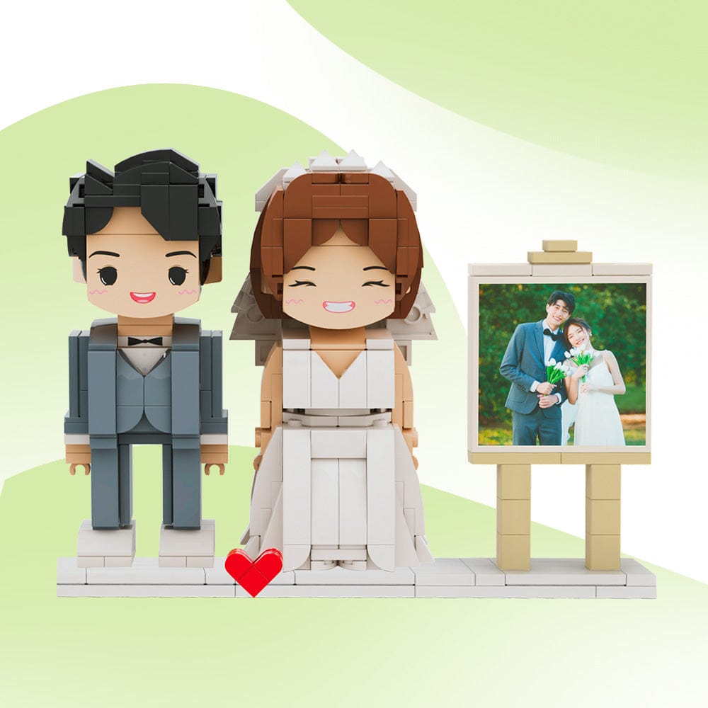 Full Body Customizable 2 People Photo Frame Custom Cute Brick Figures Small Particle Block Gifts for Him - Giftlab