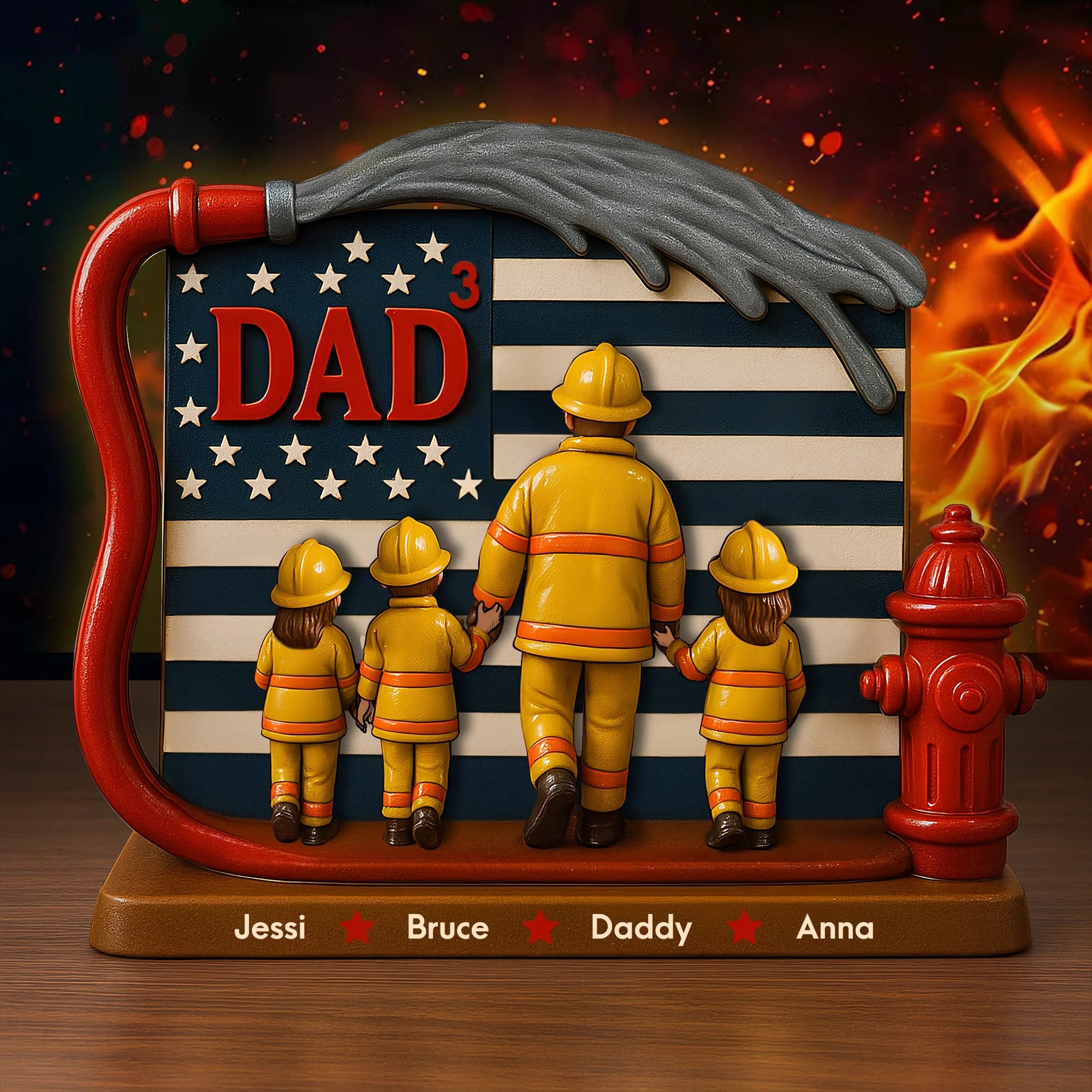 Firefighter Dad Acrylic Plaque - Personalized Gifts For Father - Giftlab